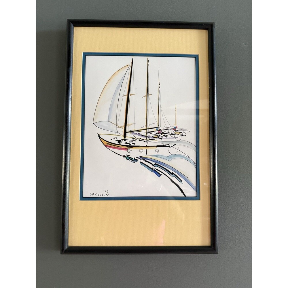 JP Collin Original Sailboat Framed Art